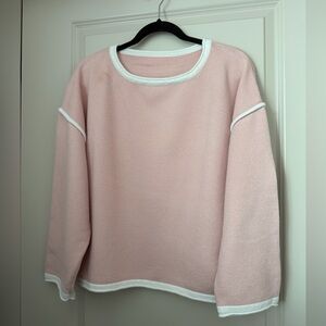 Women's Pink Sweater with White Trim